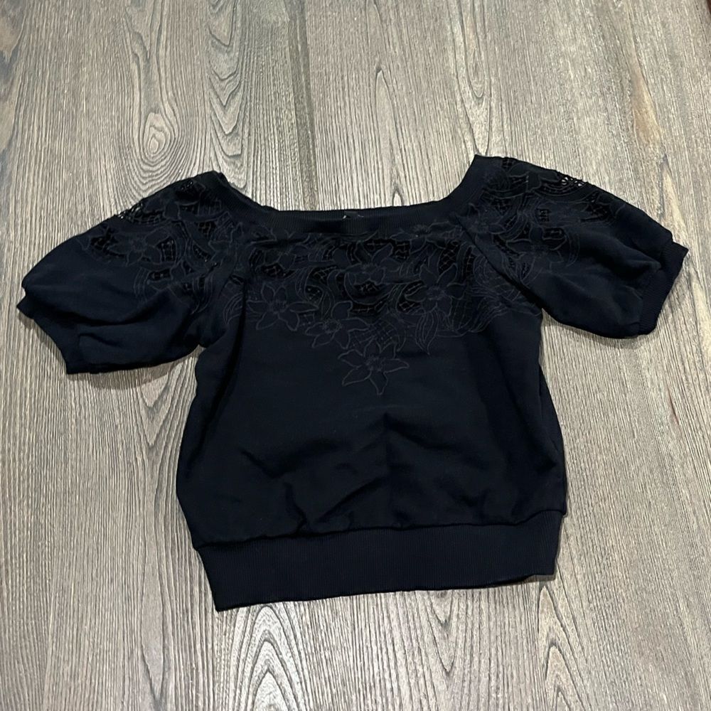 Express Cropped Lace Off Shoulder Sweater Blouse Size S